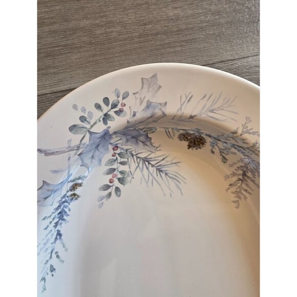 Pfaltzgraff Winter Frost Oval Serving Platter Polar Bears & Pinecone Garland - Picture 4 of 9